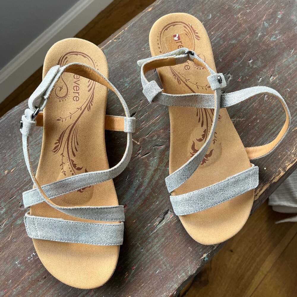 Revere Metallic Luxor Calf Skin Leather Sandal Silver-Size 9.5